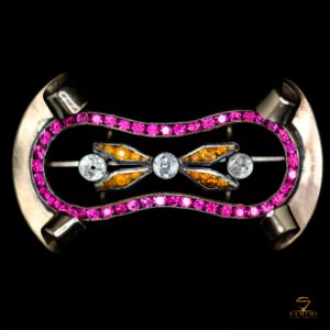 Art Déco Brosche, 14 Karat, Antique, Gold, Silber