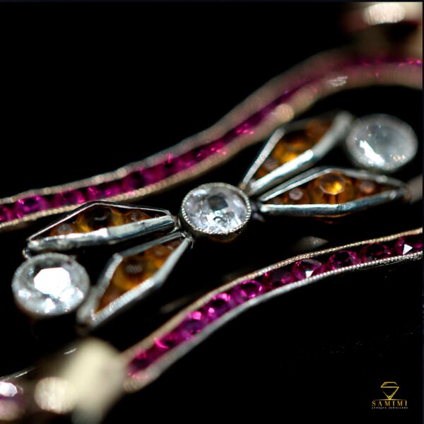 006 Art Déco Brosche, 14 Karat, Antique, Gold, Silber
